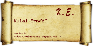 Kulai Ernő névjegykártya